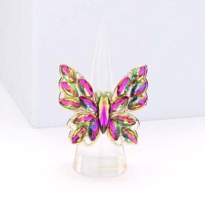 Butterfly Oil Spill Marquise Stone Cluster Stretch Ring NWT